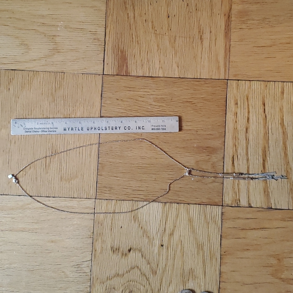 Faux long gold necklace